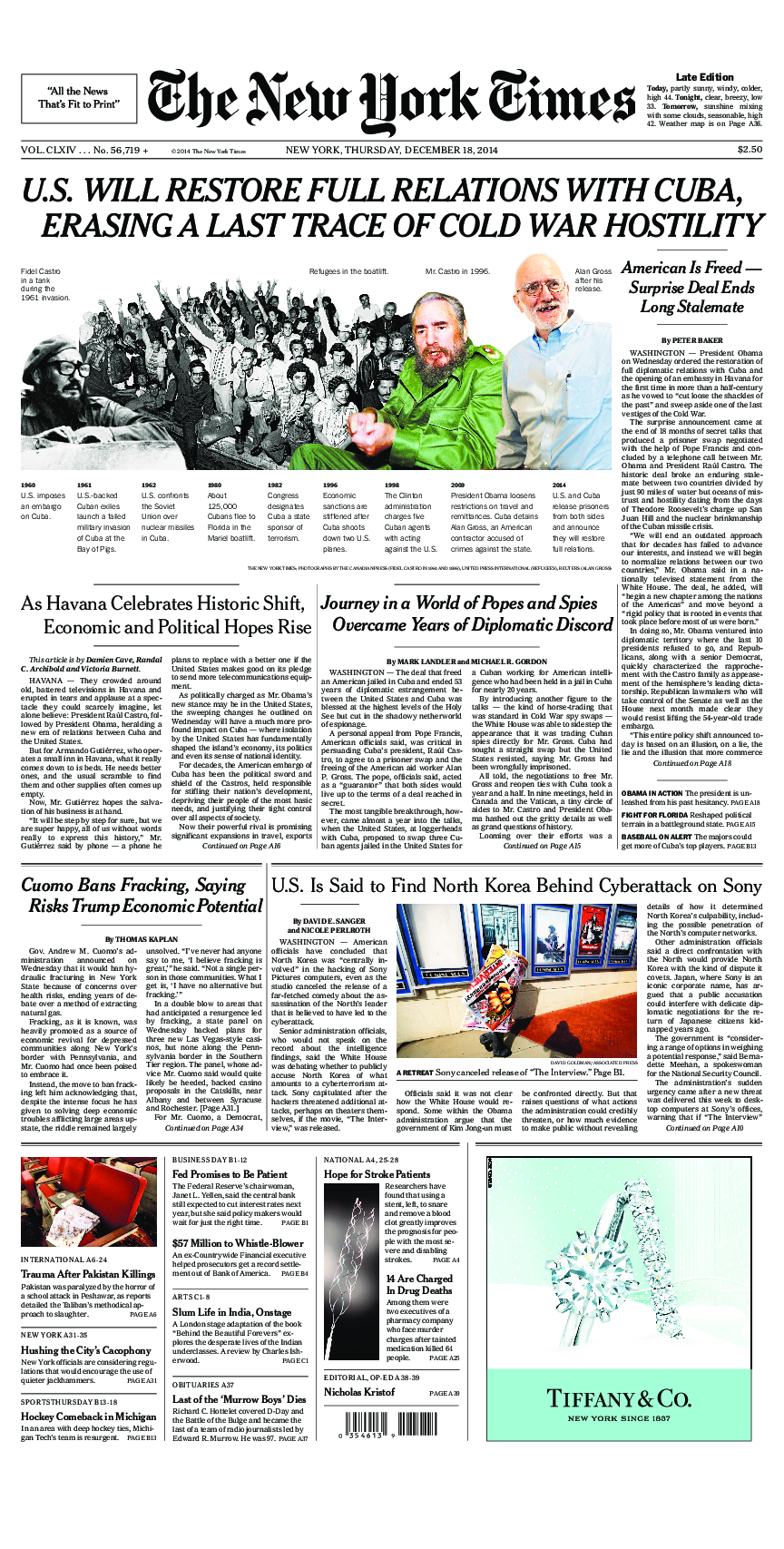 Prima-pagina-New-York-Times-del-2014-12-18