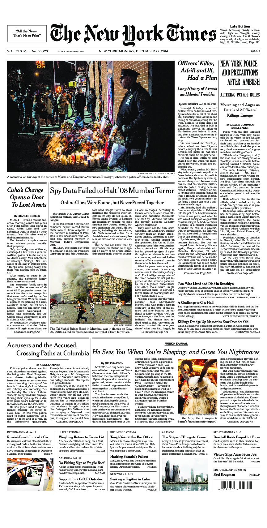 Prima-pagina-New-York-Times-del-2014-12-22