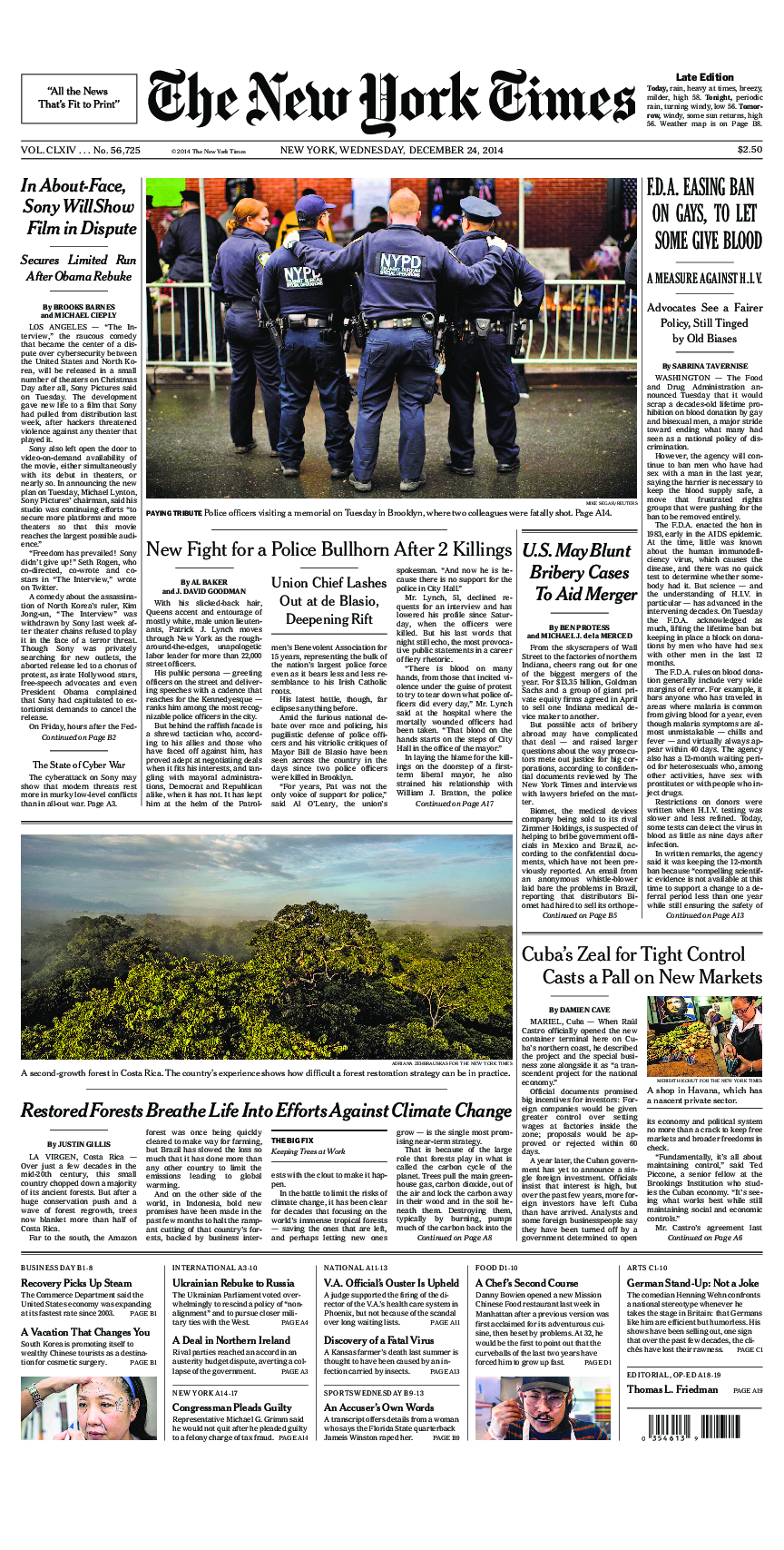 Prima-pagina-New-York-Times-del-2014-12-24