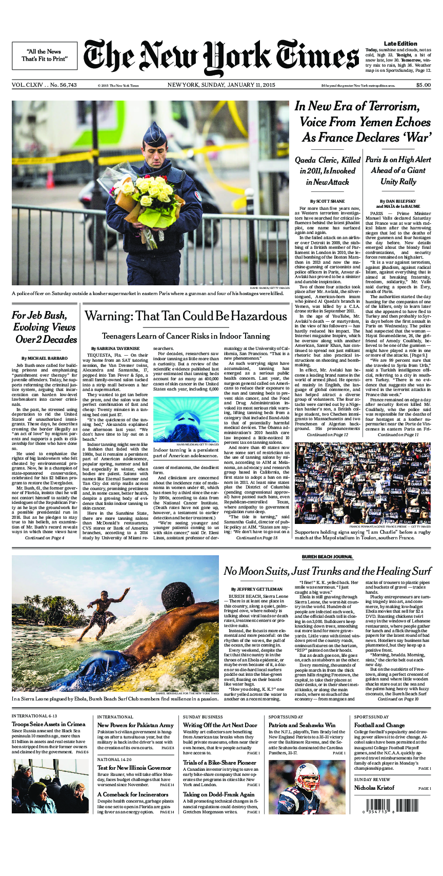 Prima-pagina-New-York-Times-del-2015-01-11