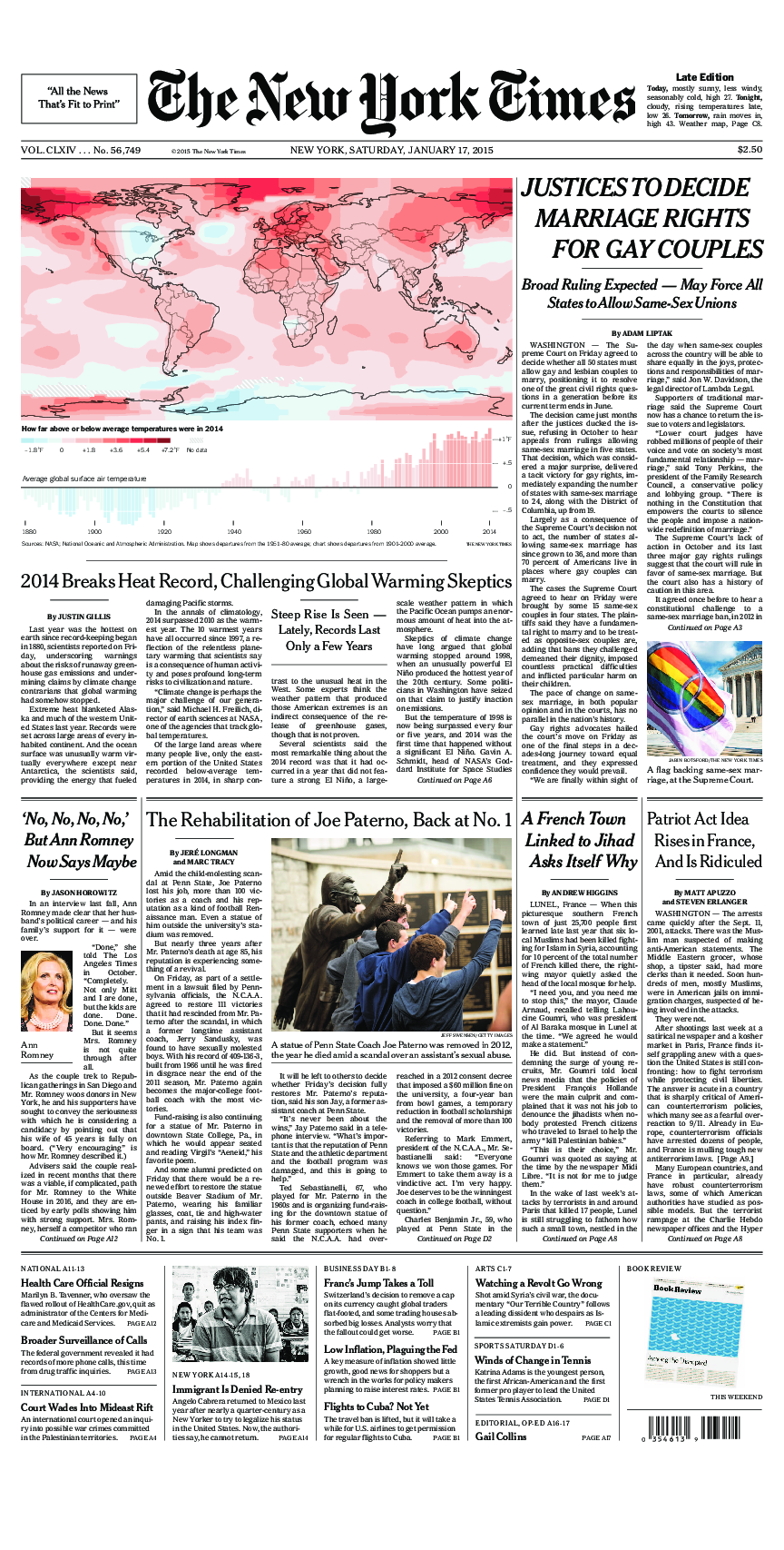 Prima-pagina-New-York-Times-del-2015-01-17