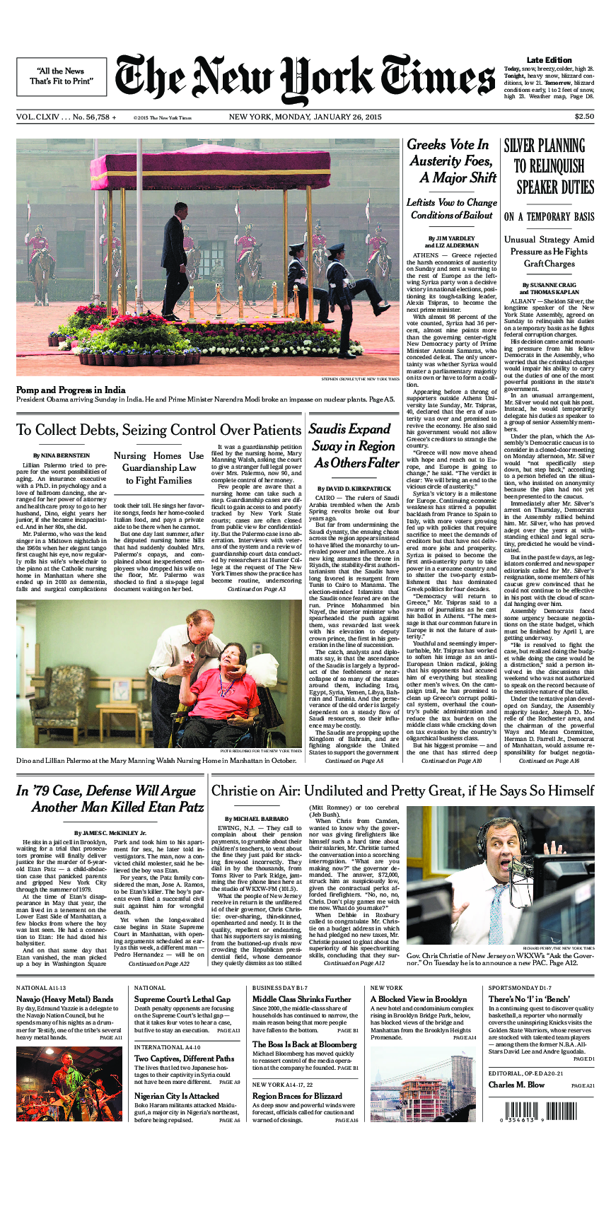 Prima-pagina-New-York-Times-del-2015-01-26