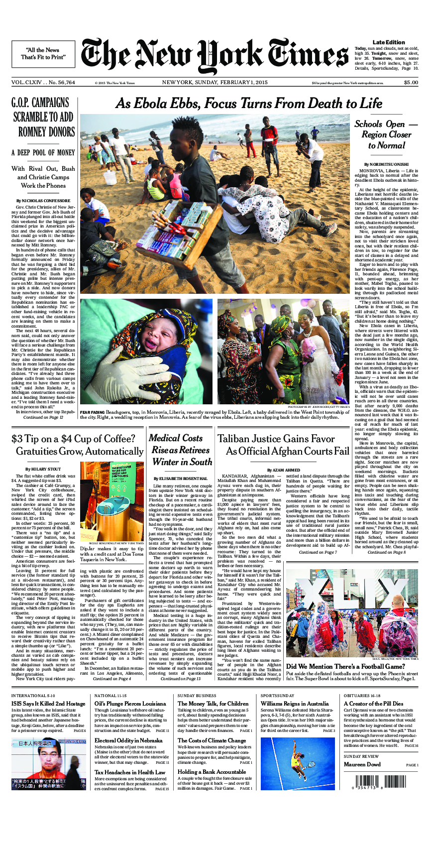 Prima-pagina-New-York-Times-del-2015-02-01