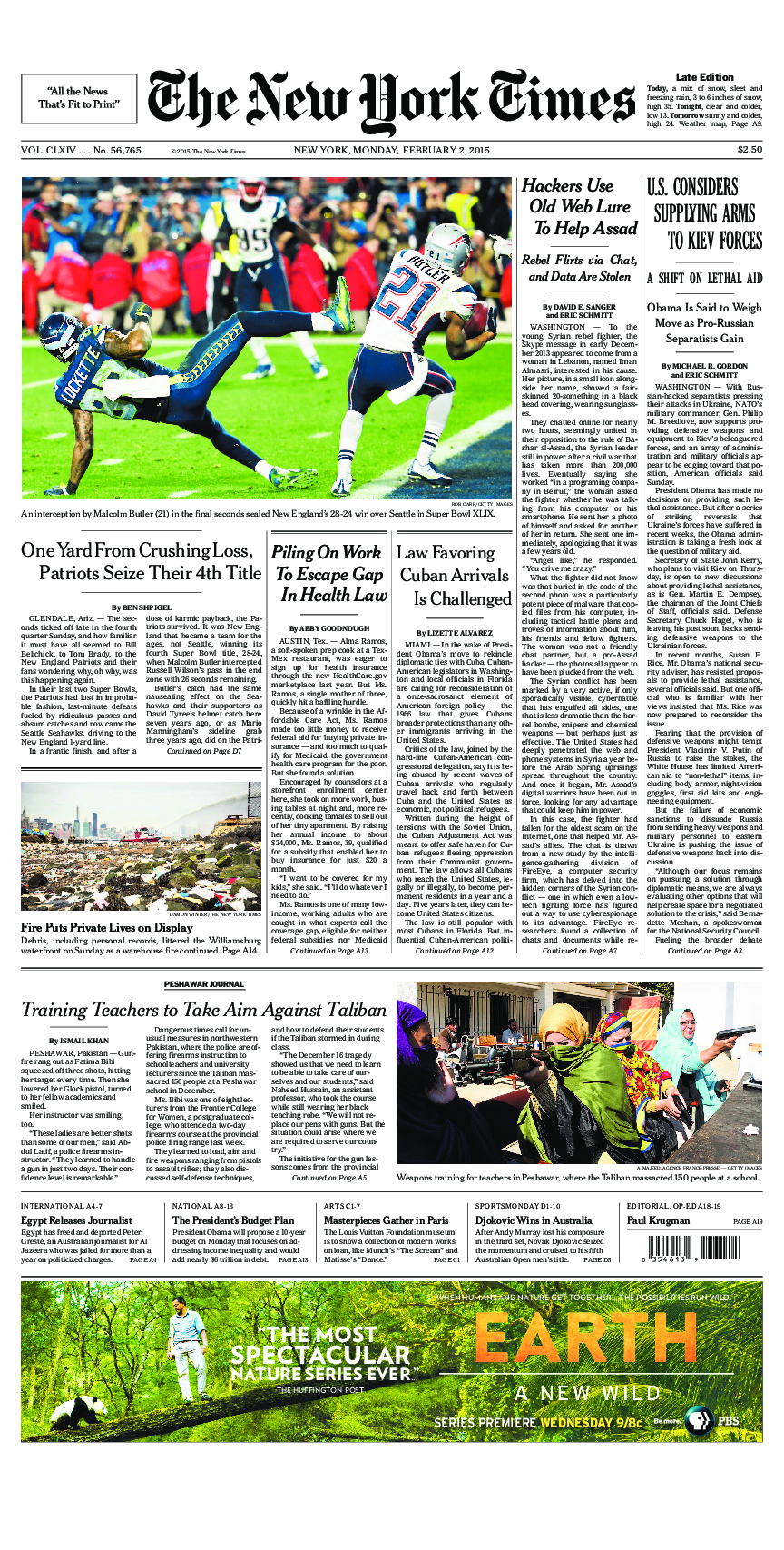 Prima-pagina-New-York-Times-del-2015-02-02