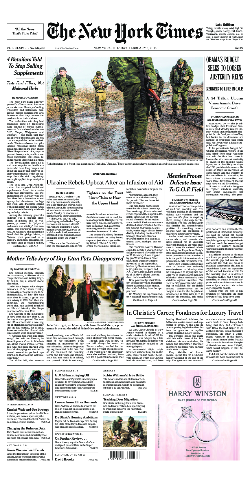 Prima-pagina-New-York-Times-del-2015-02-03