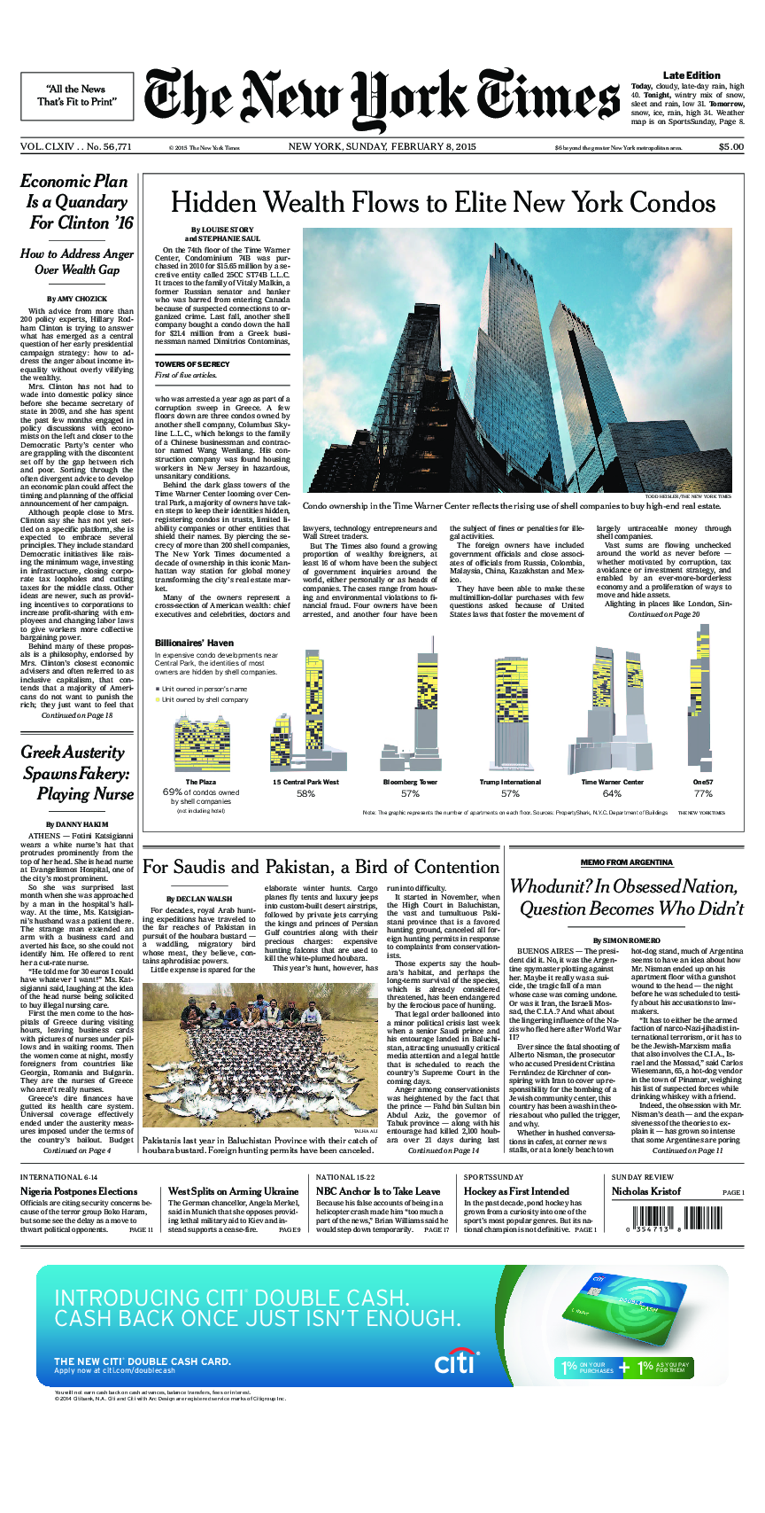 Prima-pagina-New-York-Times-del-2015-02-08