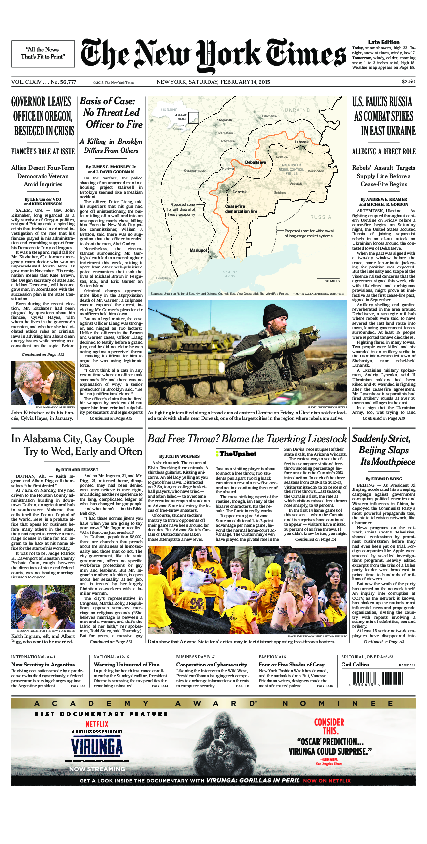 Prima-pagina-New-York-Times-del-2015-02-14