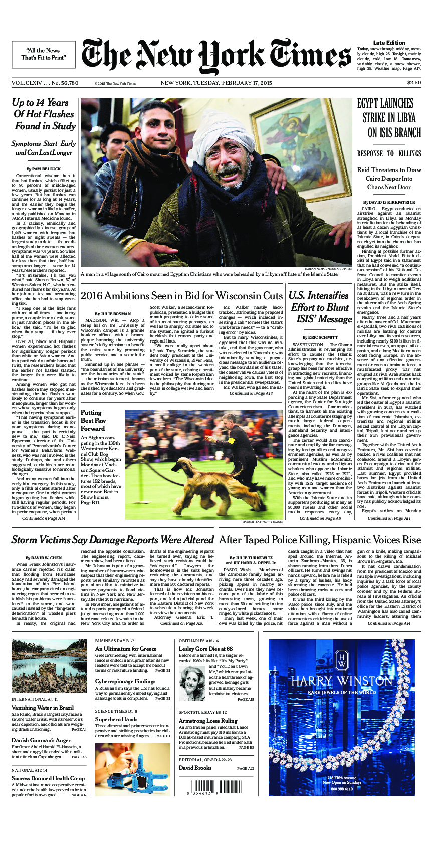 Prima-pagina-New-York-Times-del-2015-02-17