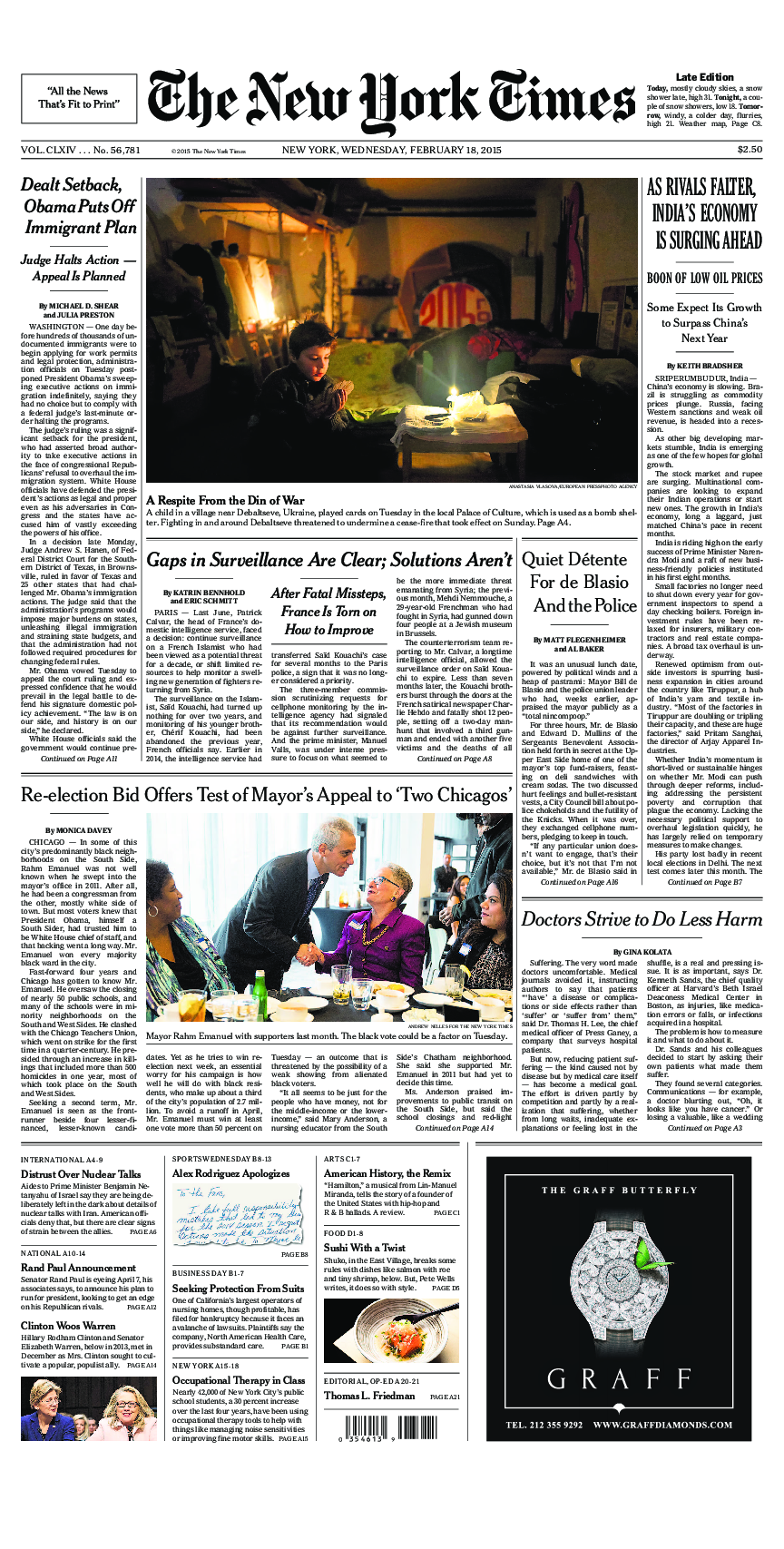 Prima-pagina-New-York-Times-del-2015-02-18