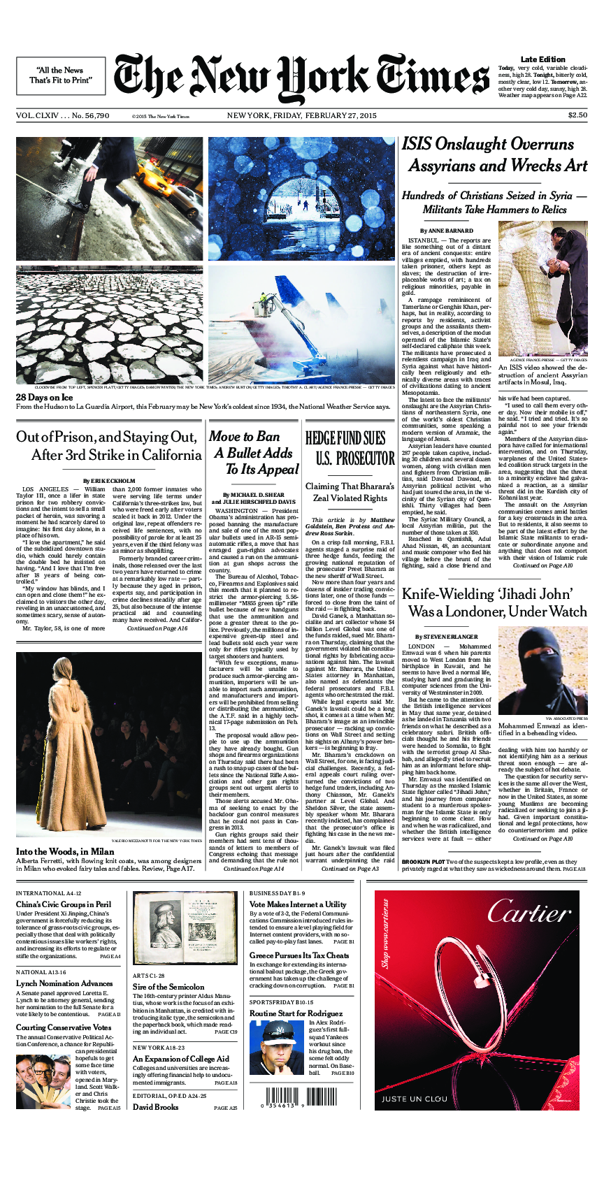 Prima-pagina-New-York-Times-del-2015-02-27