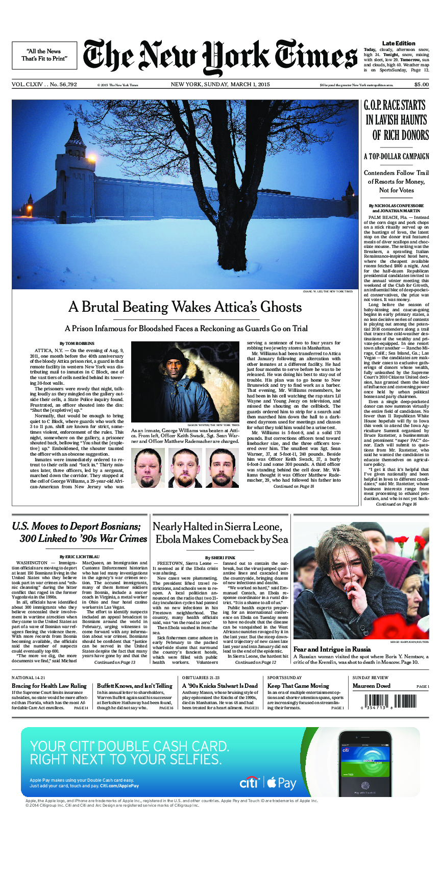 Prima-pagina-New-York-Times-del-2015-03-01