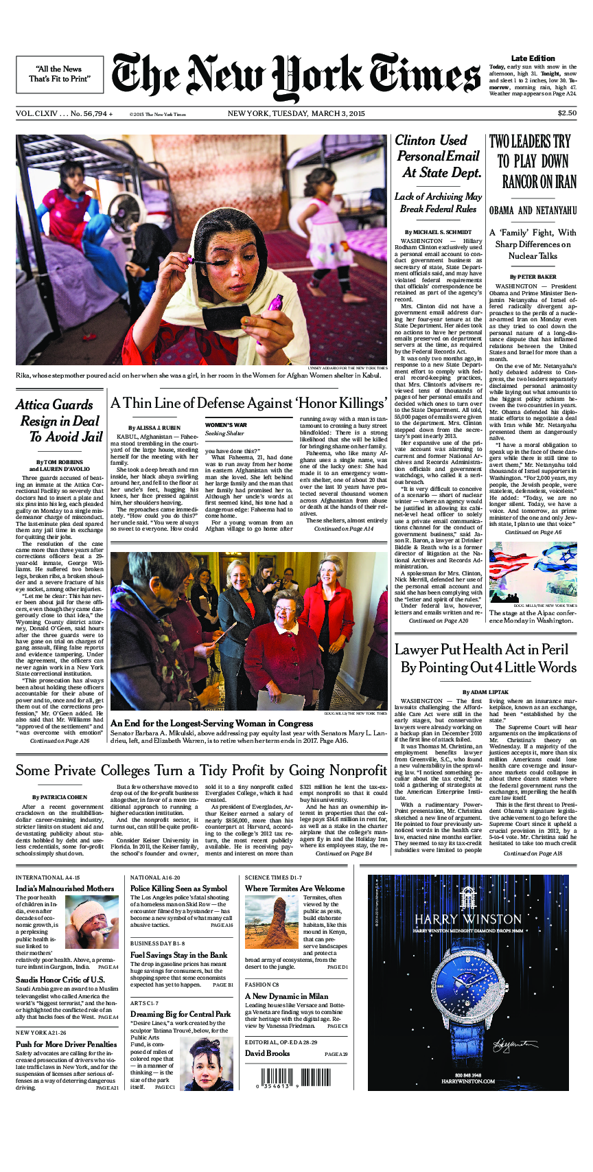 Prima-pagina-New-York-Times-del-2015-03-03