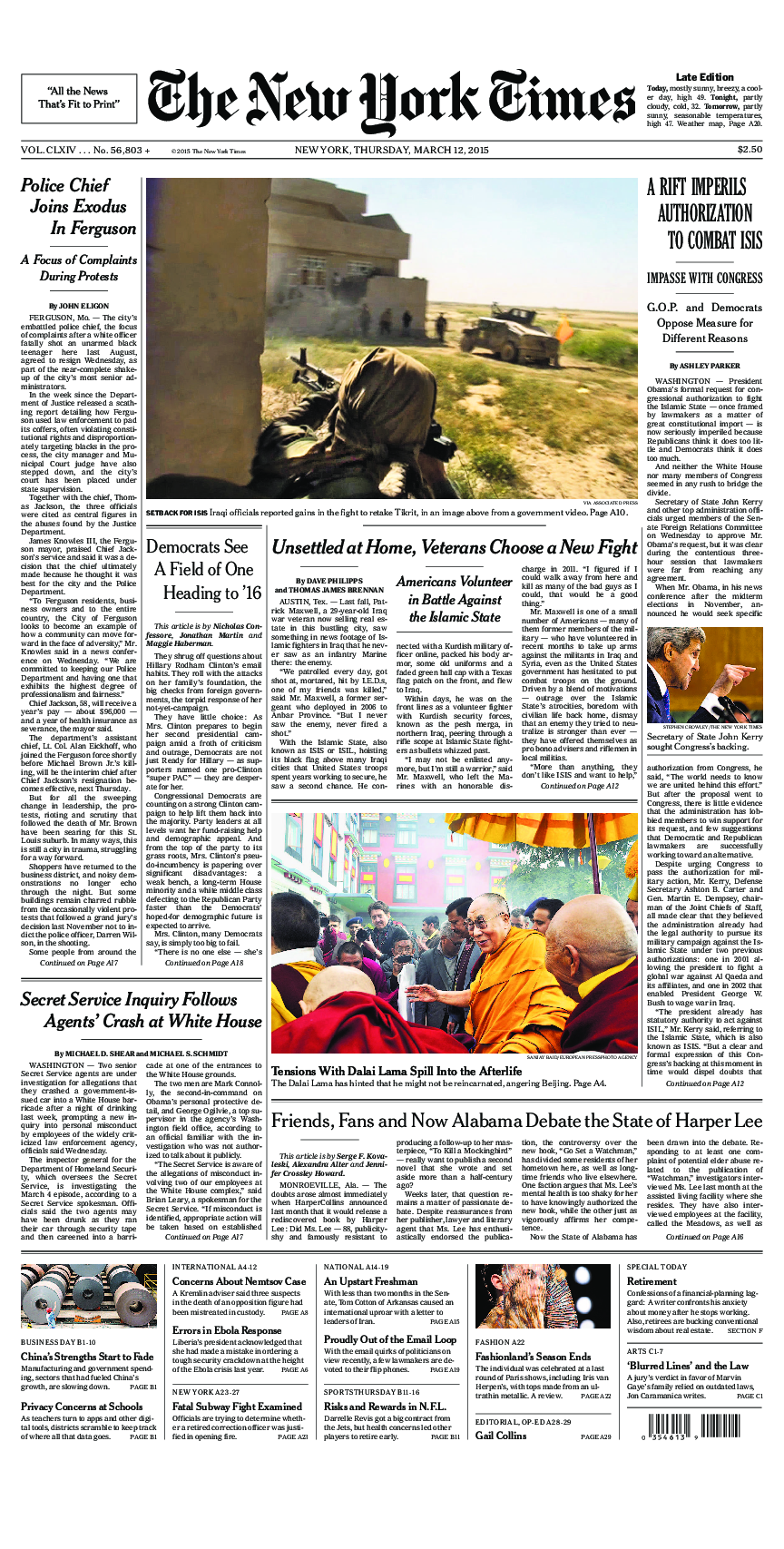 Prima-pagina-New-York-Times-del-2015-03-12