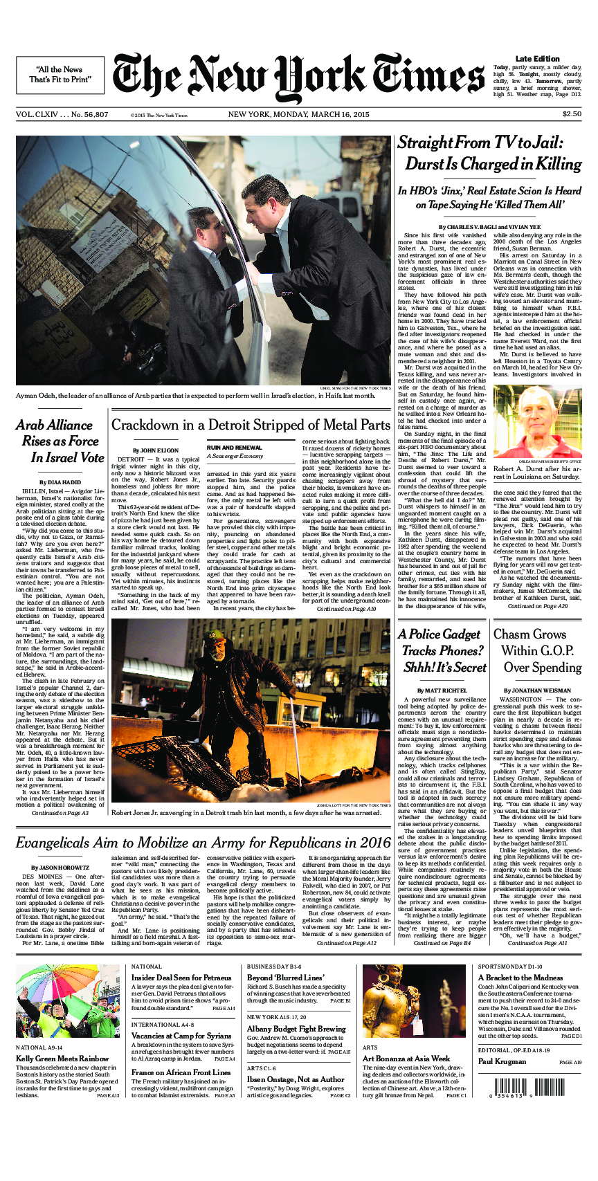 Prima-pagina-New-York-Times-del-2015-03-16