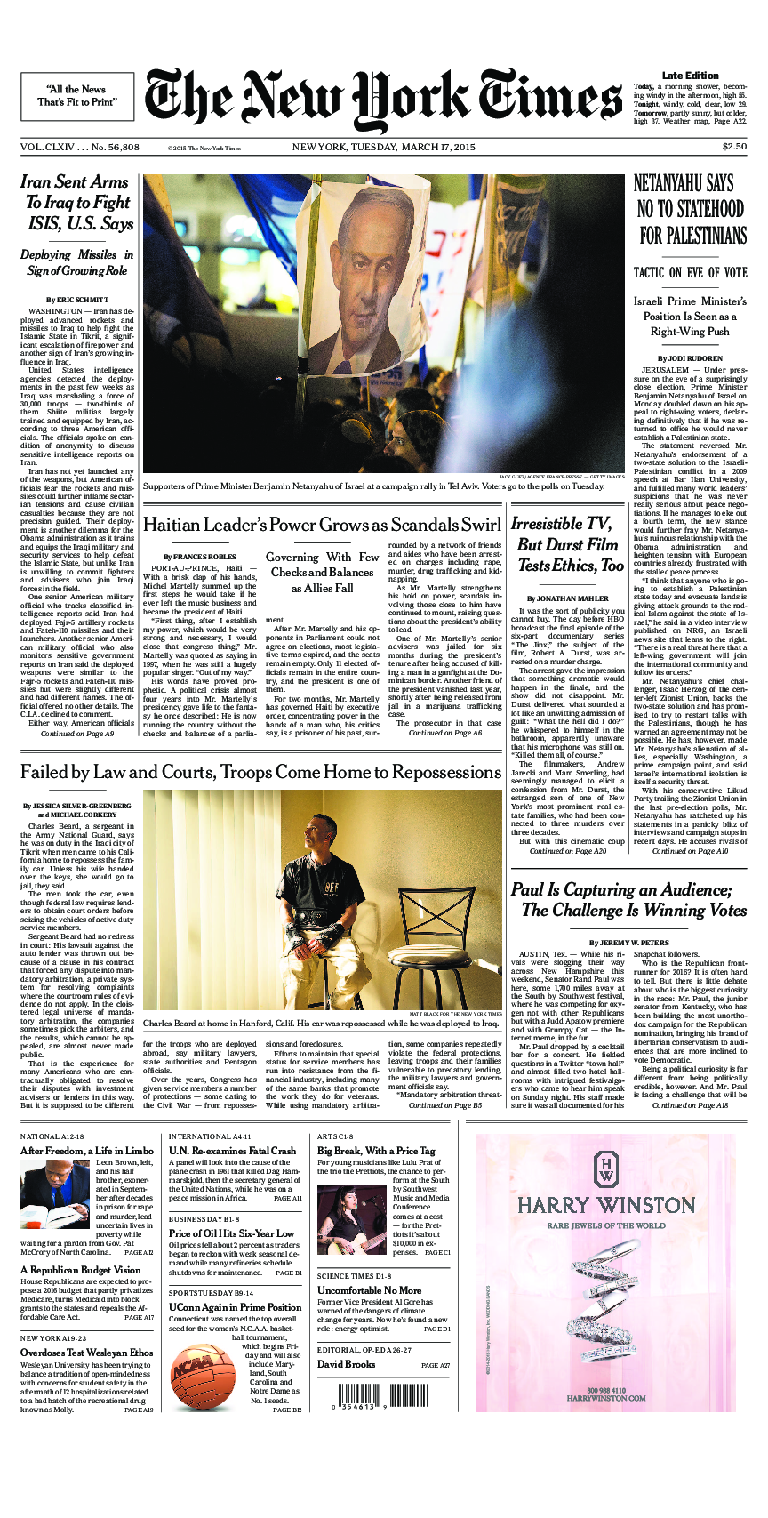 Prima-pagina-New-York-Times-del-2015-03-17