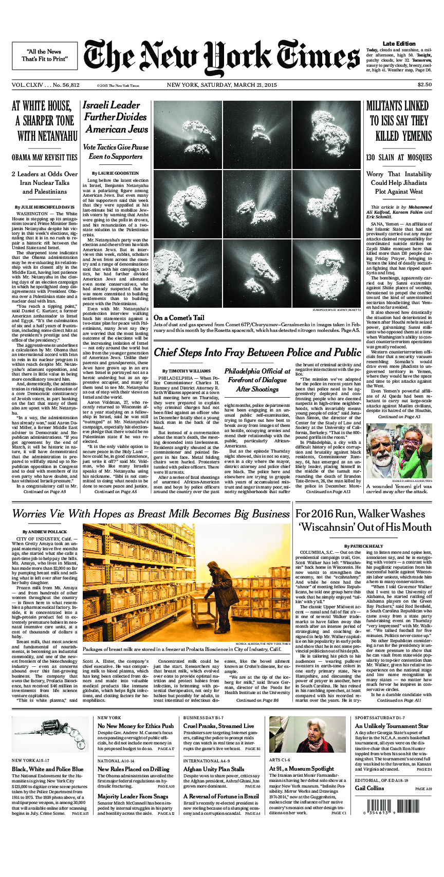 Prima-pagina-New-York-Times-del-2015-03-21