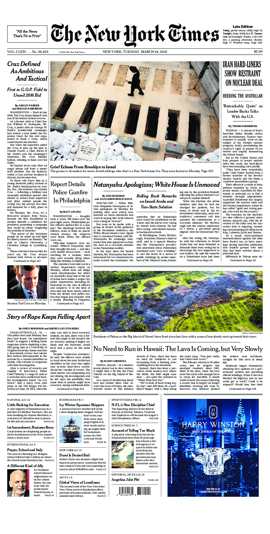 Prima-pagina-New-York-Times-del-2015-03-24