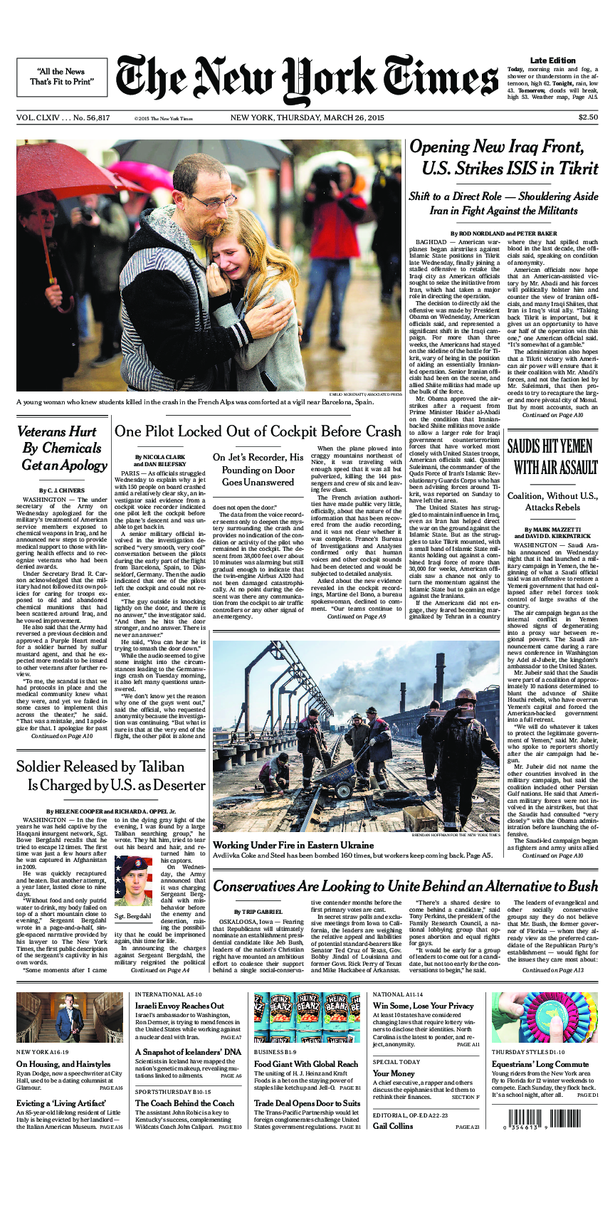 Prima-pagina-New-York-Times-del-2015-03-26