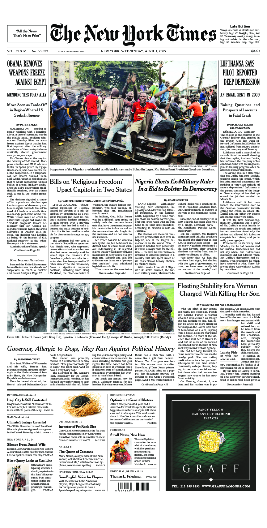 Prima-pagina-New-York-Times-del-2015-04-01