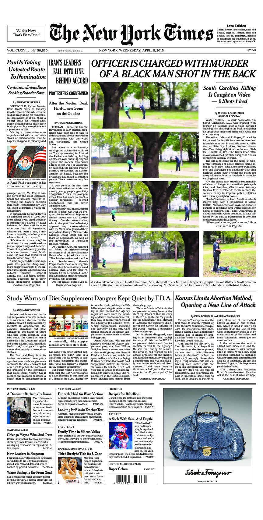 Prima-pagina-New-York-Times-del-2015-04-08