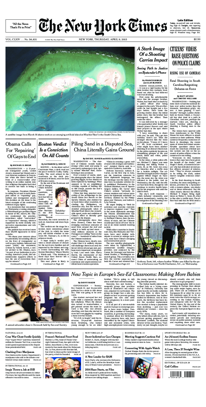 Prima-pagina-New-York-Times-del-2015-04-09