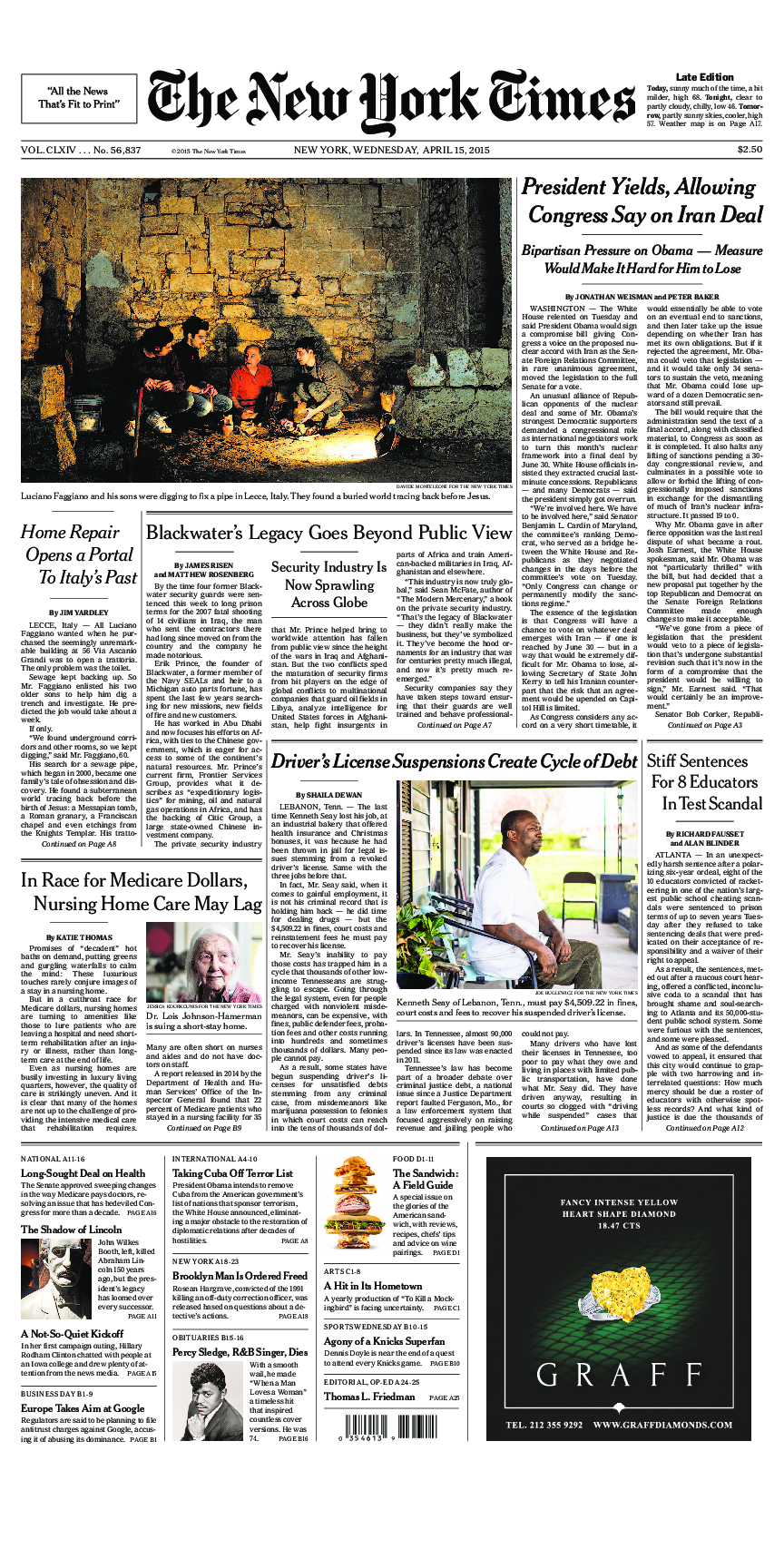 Prima-pagina-New-York-Times-del-2015-04-15