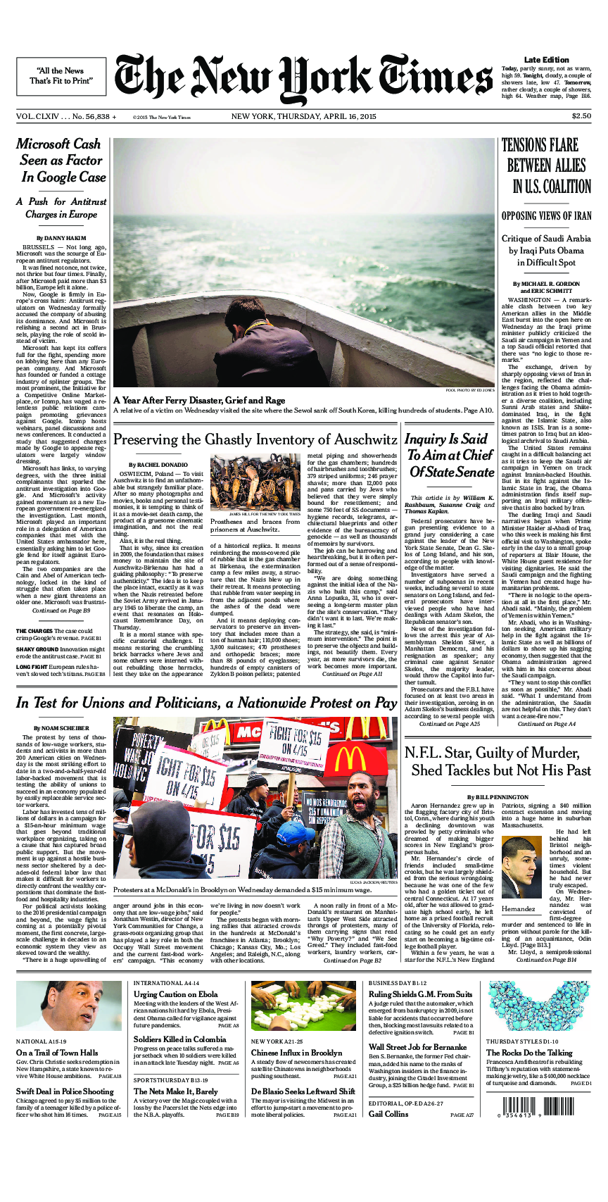 Prima-pagina-New-York-Times-del-2015-04-16