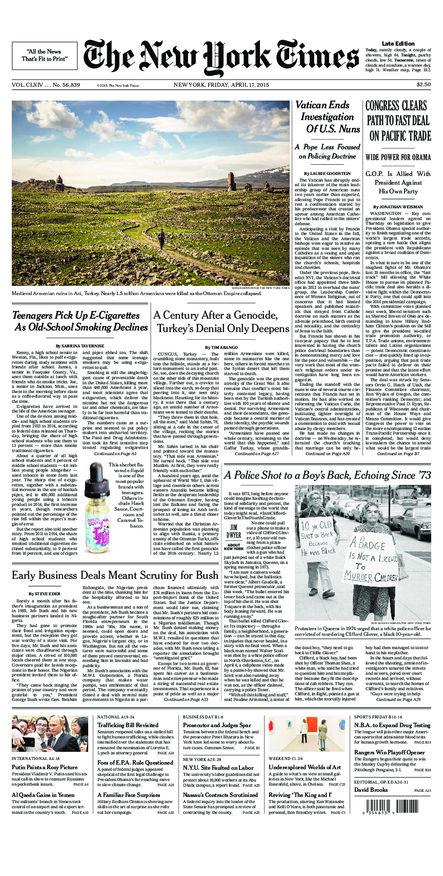 Prima-pagina-New-York-Times-del-2015-04-17