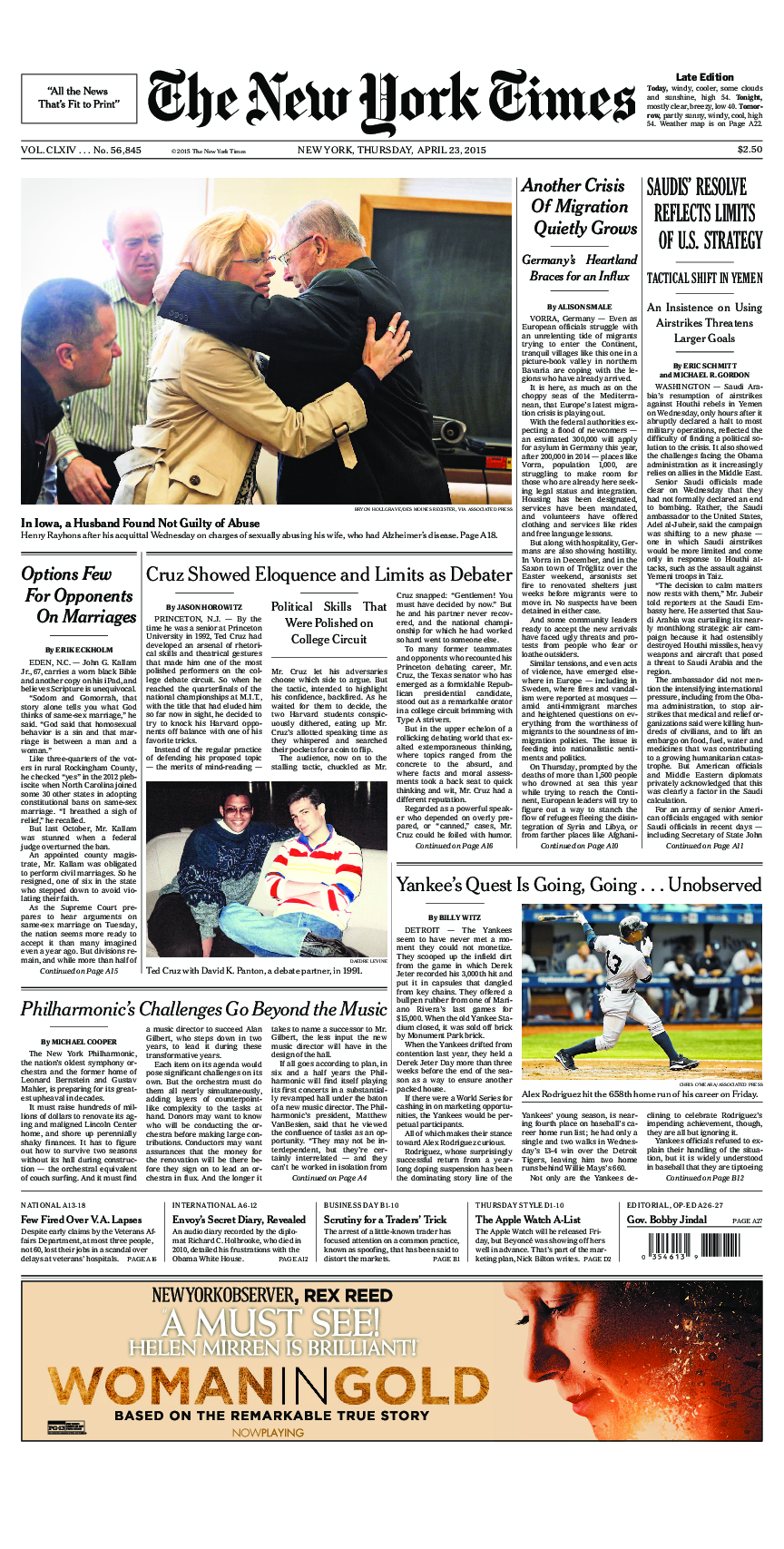 Prima-pagina-New-York-Times-del-2015-04-23