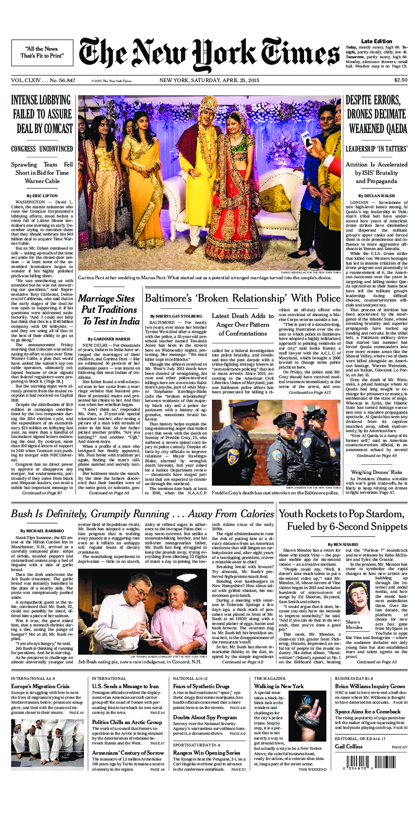 Prima-pagina-New-York-Times-del-2015-04-25