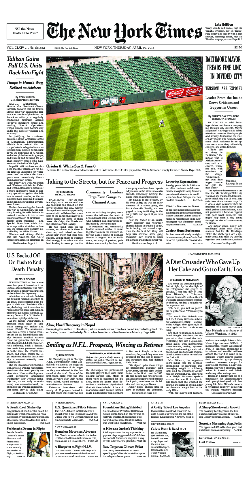 Prima-pagina-New-York-Times-del-2015-04-30