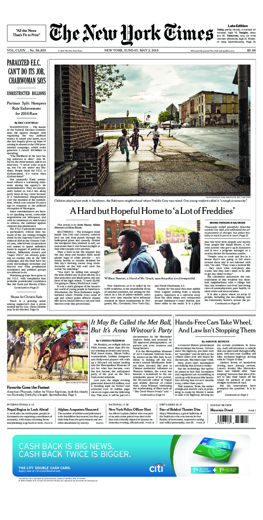 Prima-pagina-New-York-Times-del-2015-05-03