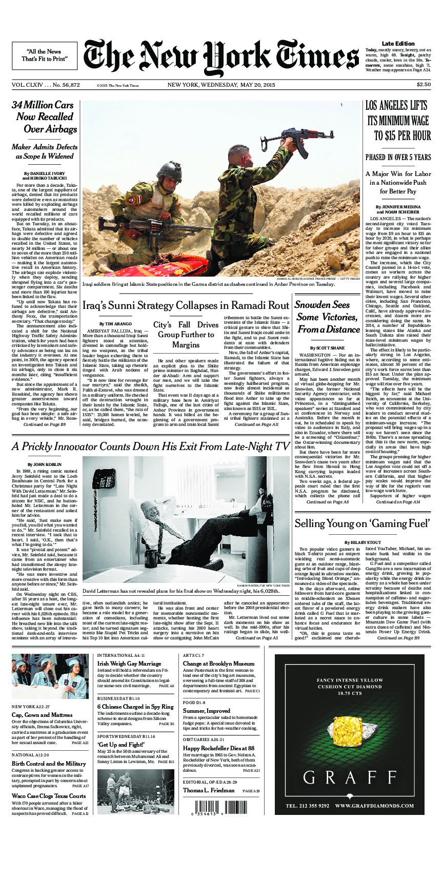 Prima-pagina-New-York-Times-del-2015-05-20