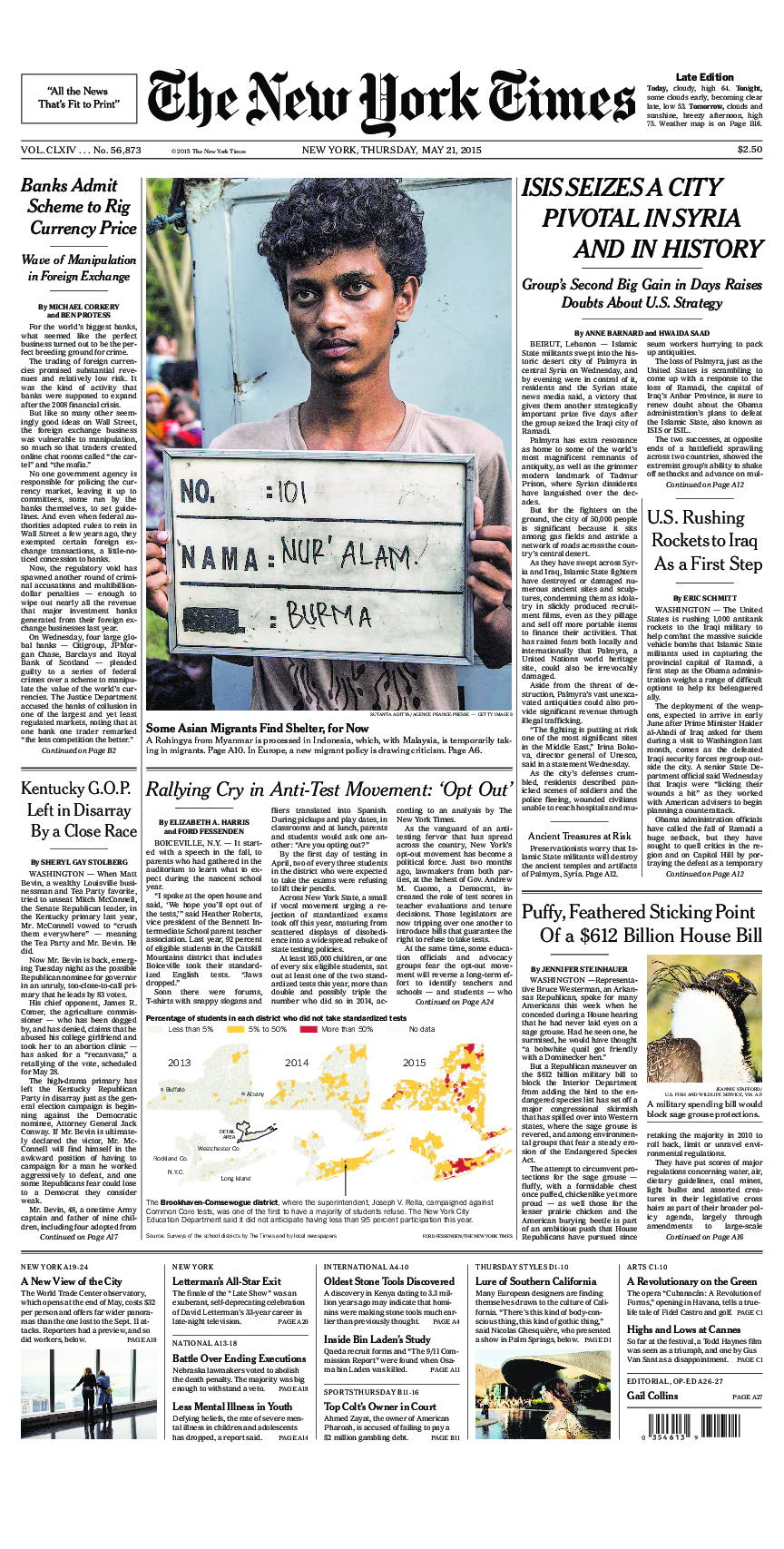 Prima-pagina-New-York-Times-del-2015-05-21