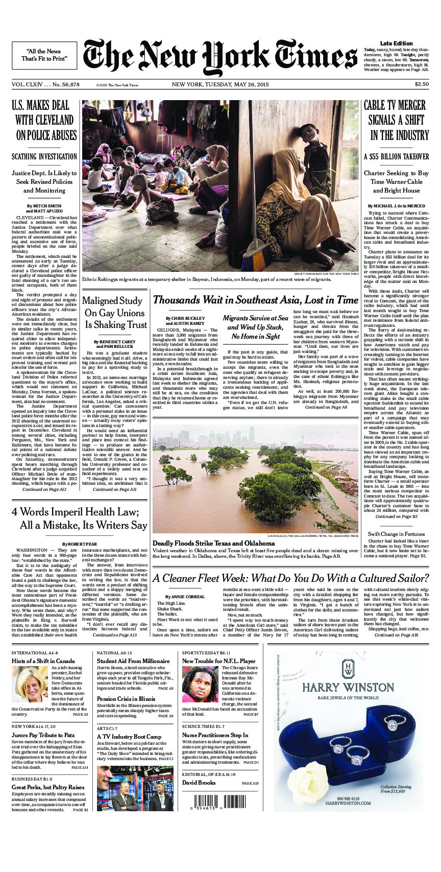 Prima-pagina-New-York-Times-del-2015-05-26