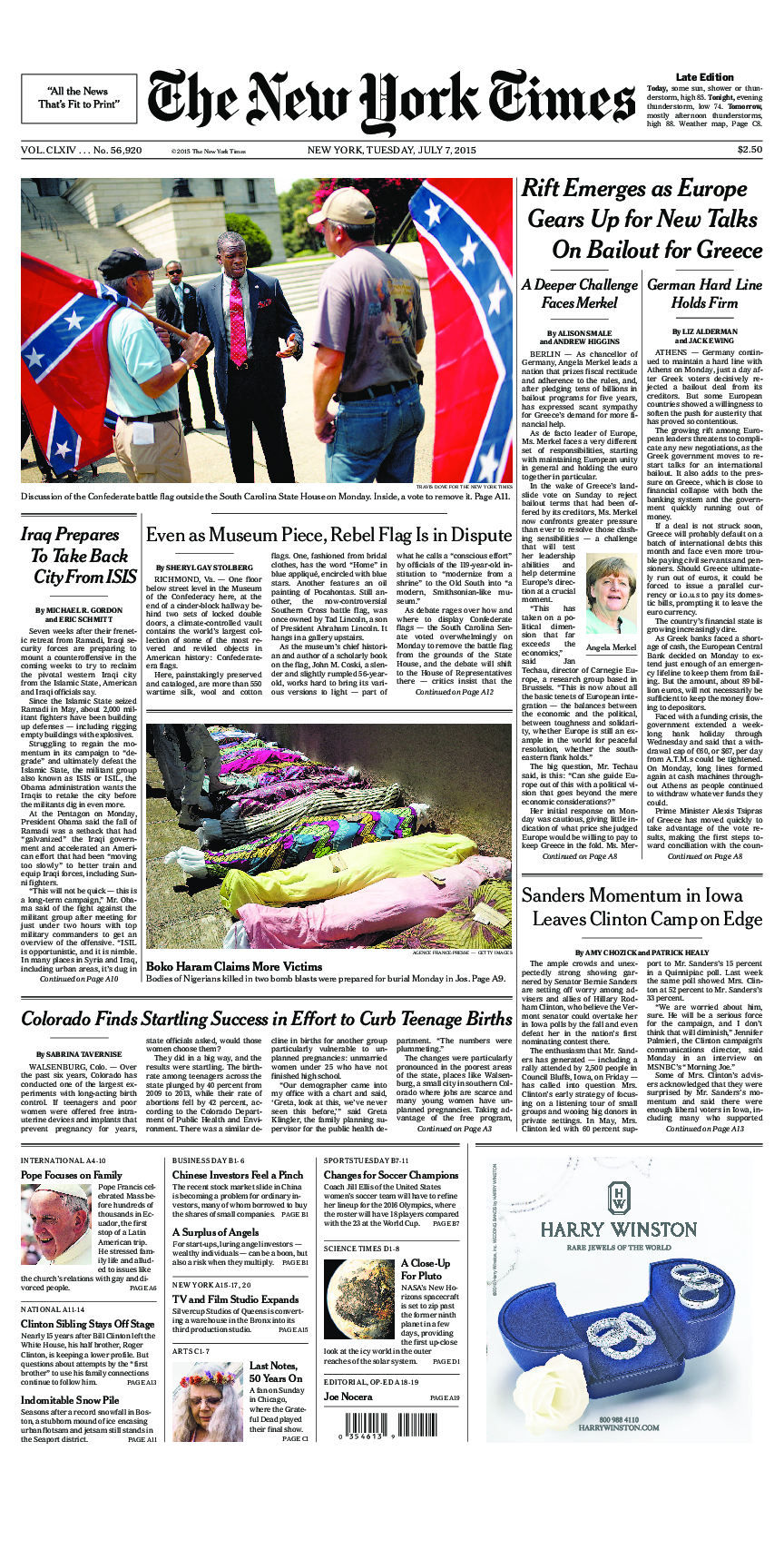 Prima-pagina-New-York-Times-del-2015-07-07