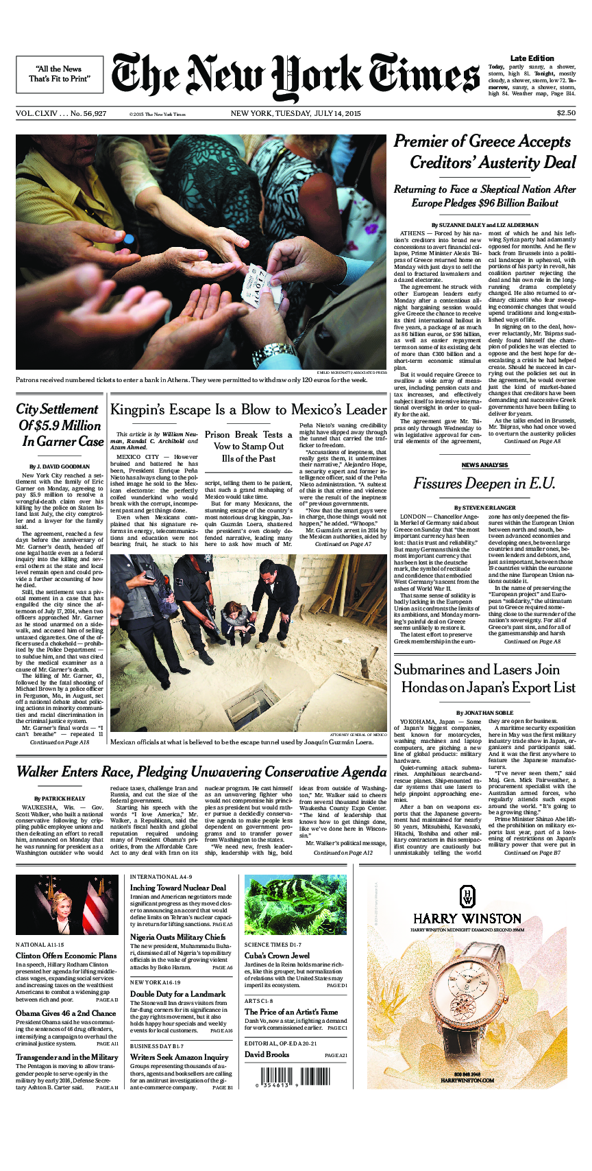 Prima-pagina-New-York-Times-del-2015-07-14