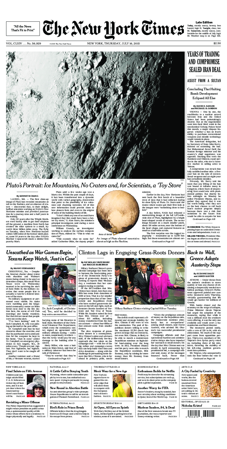 Prima-pagina-New-York-Times-del-2015-07-16