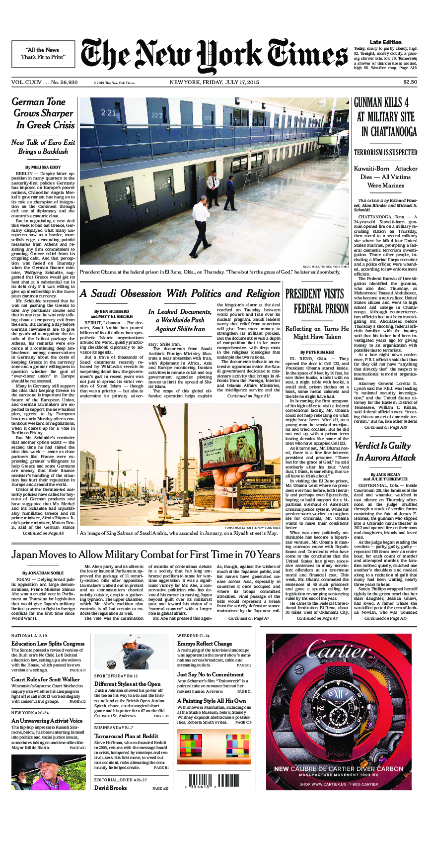 Prima-pagina-New-York-Times-del-2015-07-17