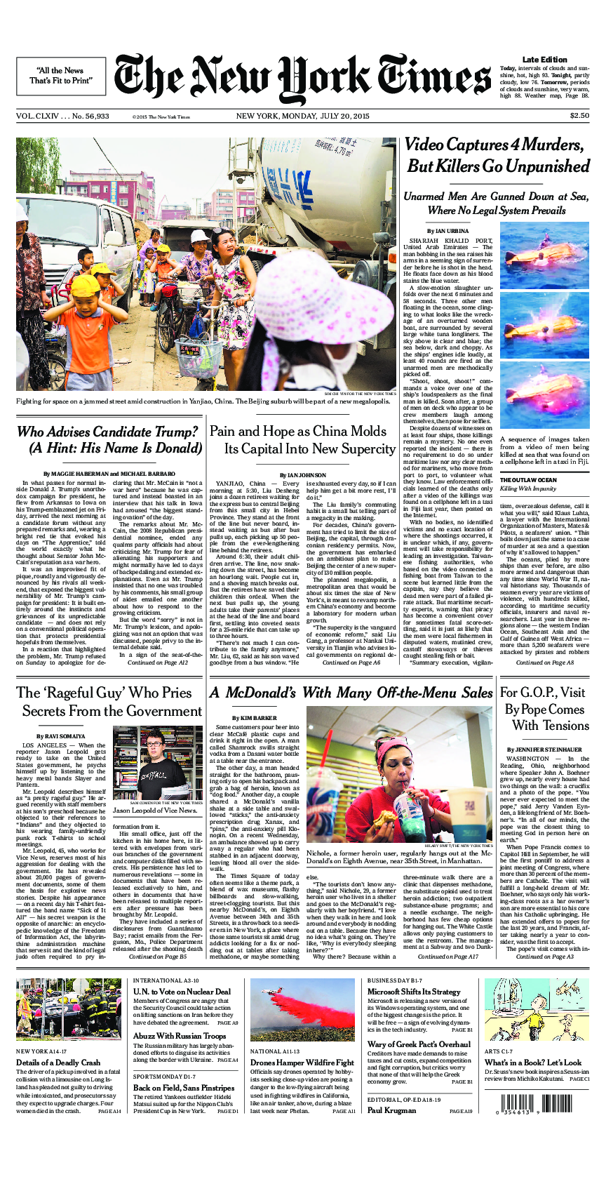 Prima-pagina-New-York-Times-del-2015-07-20