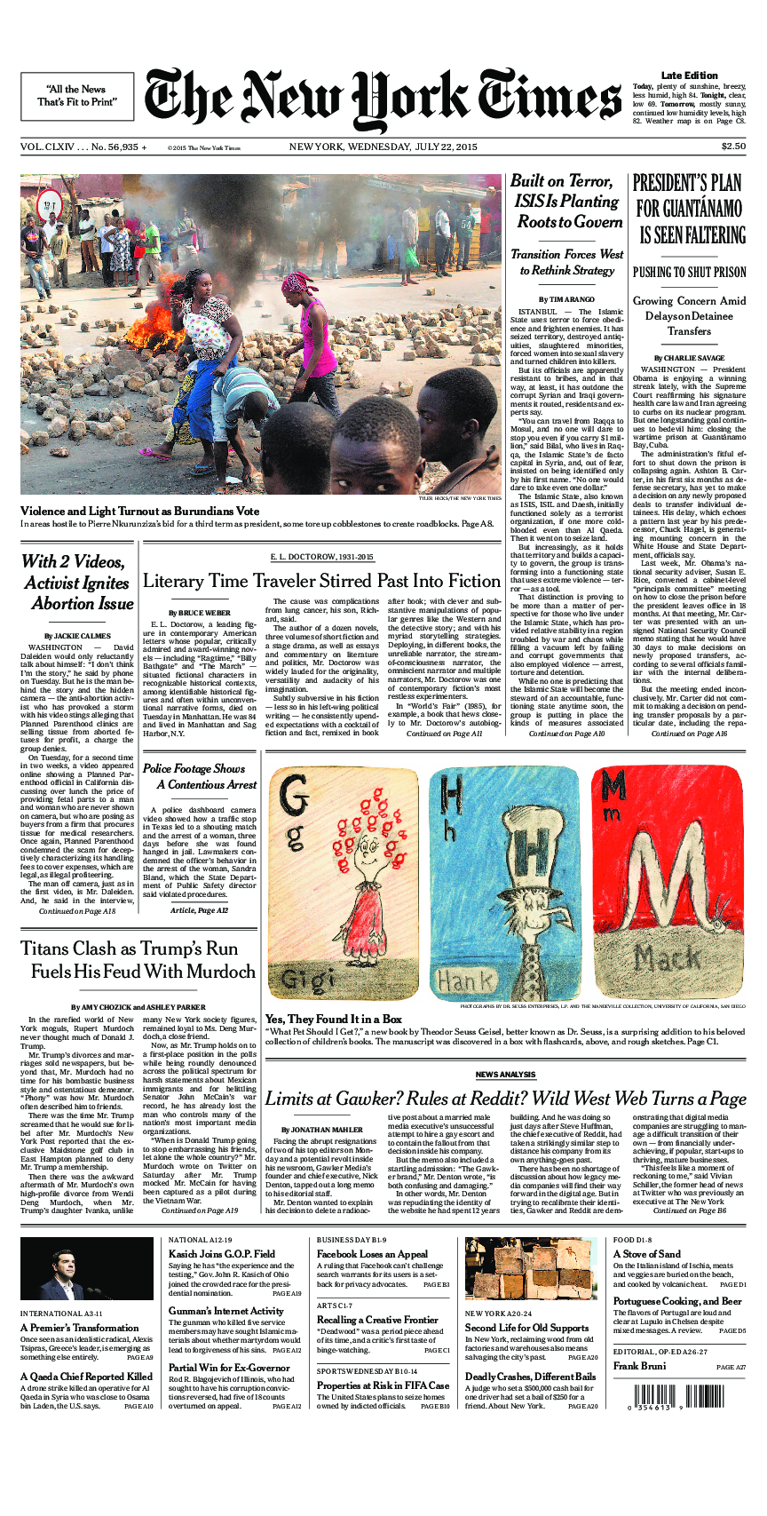 Prima-pagina-New-York-Times-del-2015-07-22