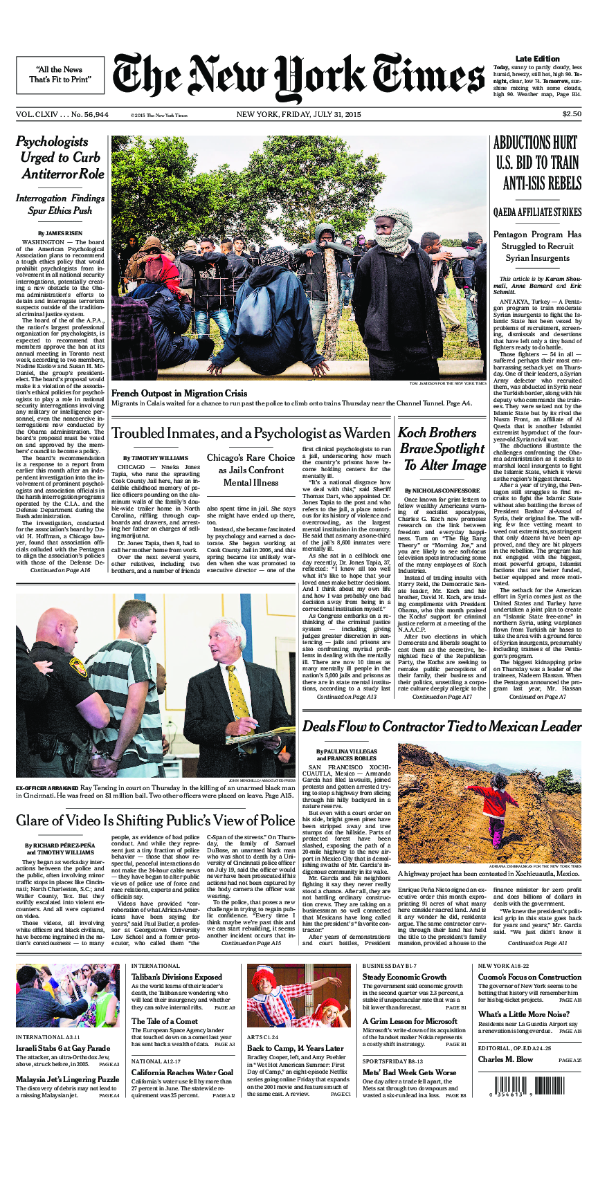 Prima-pagina-New-York-Times-del-2015-07-31