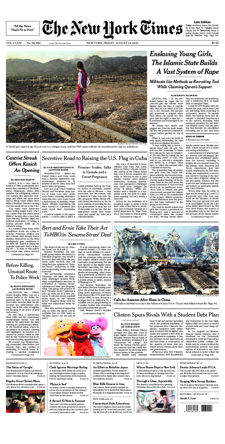 Prima-pagina-New-York-Times-del-2015-08-14