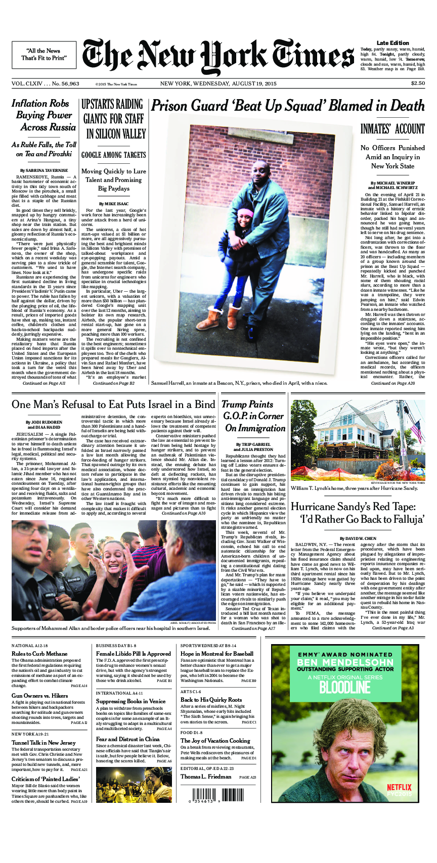 Prima-pagina-New-York-Times-del-2015-08-19