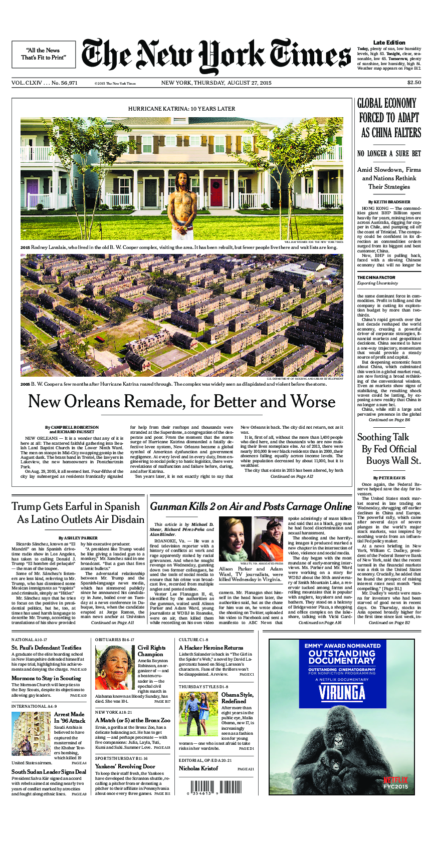 Prima-pagina-New-York-Times-del-2015-08-27