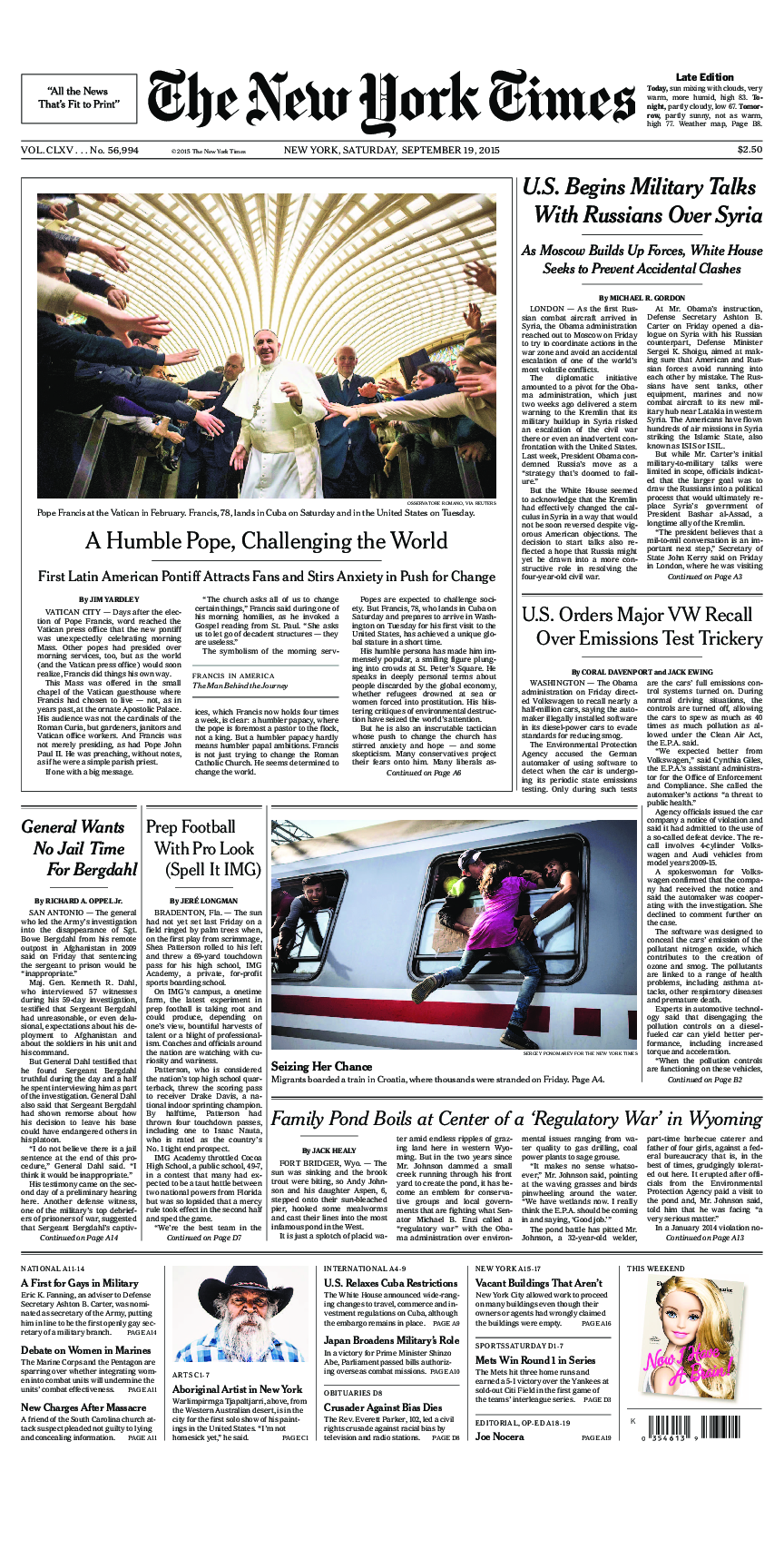 Prima-pagina-New-York-Times-del-2015-09-19