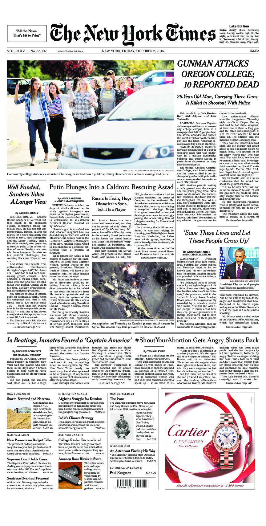 Prima-pagina-New-York-Times-del-2015-10-02