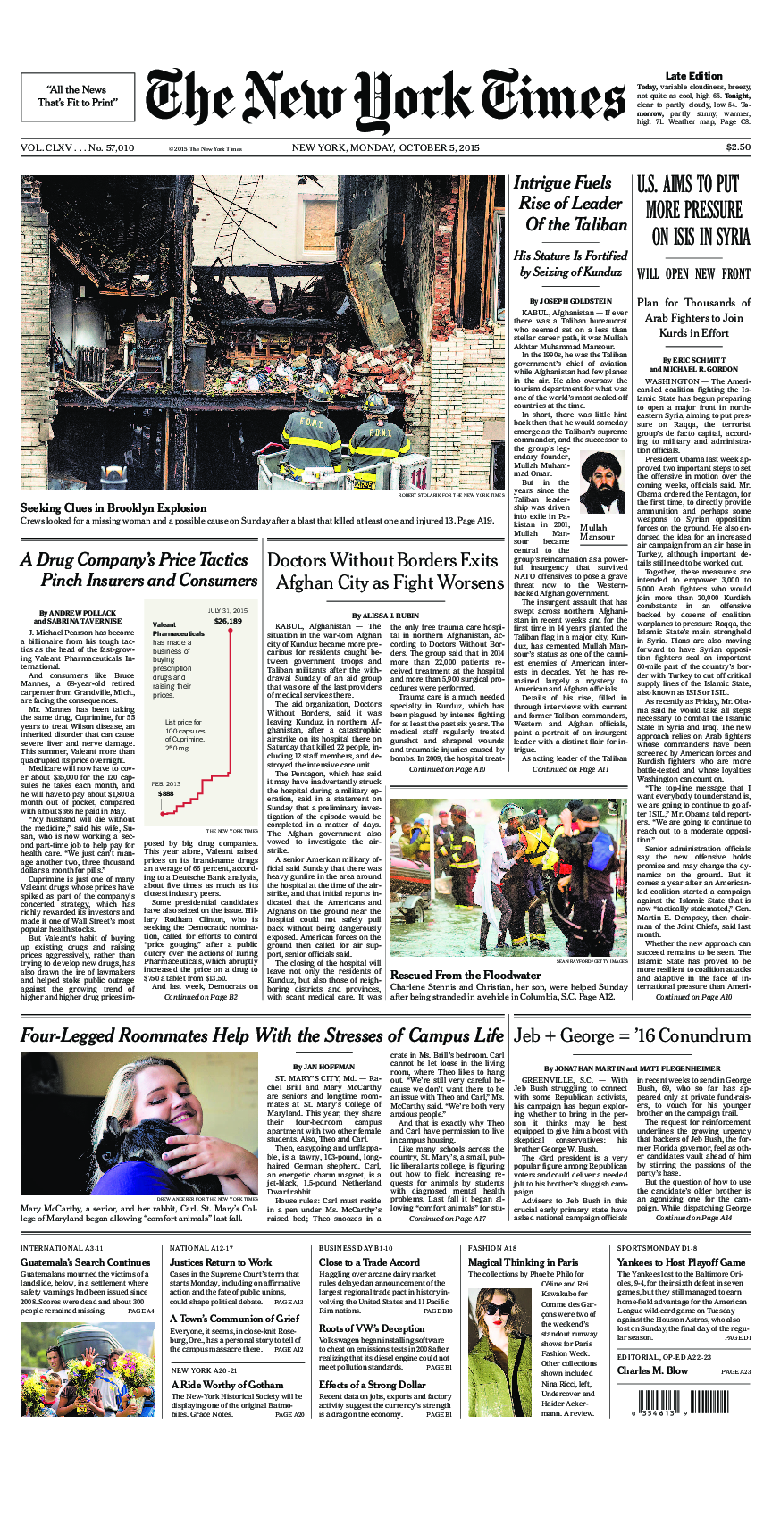 Prima-pagina-New-York-Times-del-2015-10-05