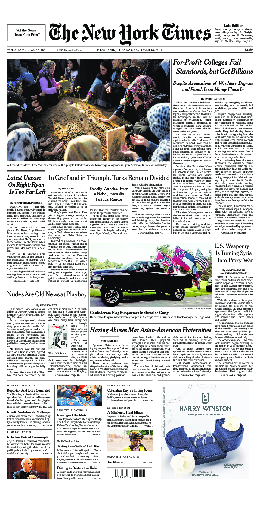 Prima-pagina-New-York-Times-del-2015-10-13