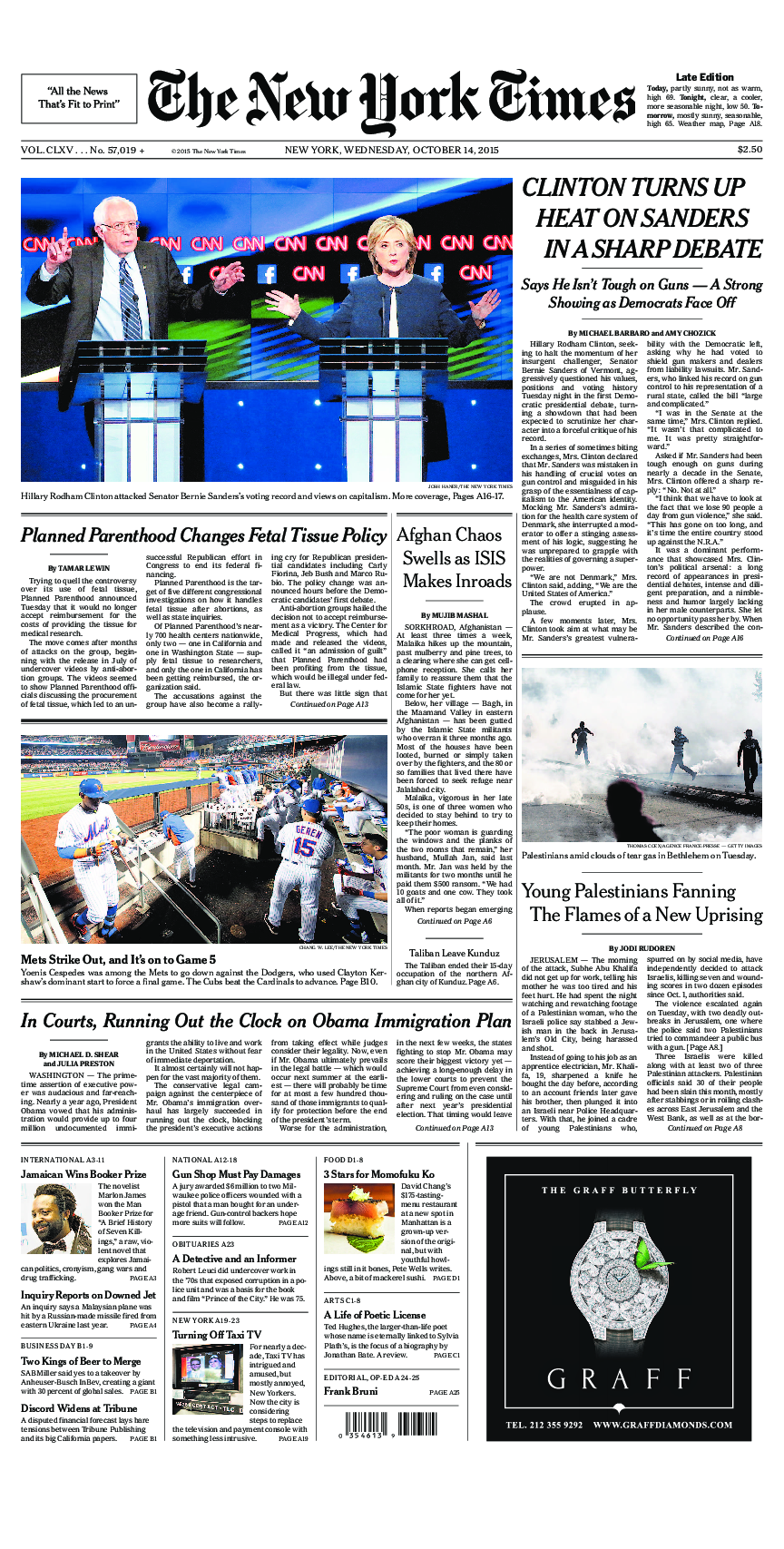 Prima-pagina-New-York-Times-del-2015-10-14